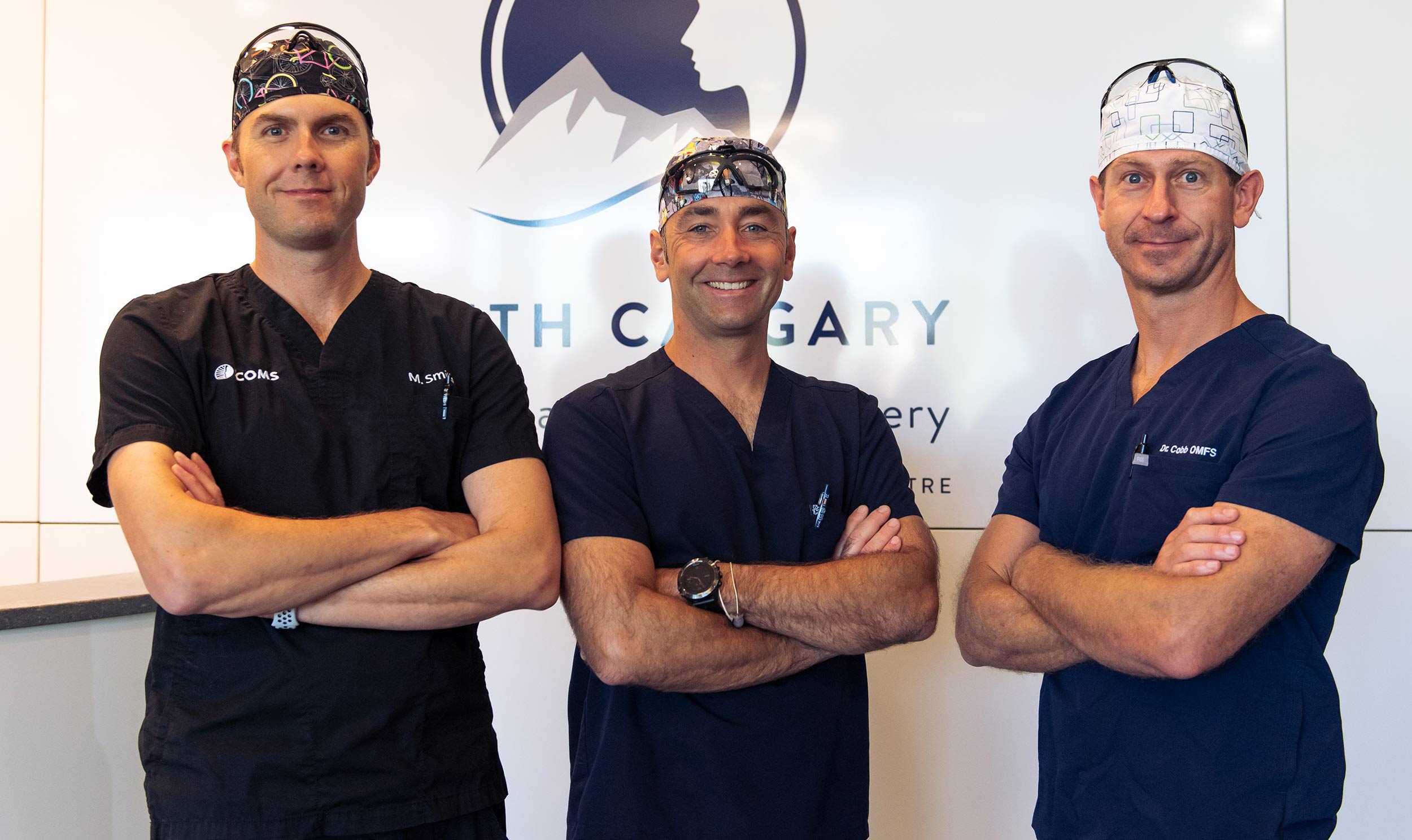 Three oral surgeons from South Calgary Oral Surgery: Dr. Cobb, Dr. Smith and Dr. Habijanac